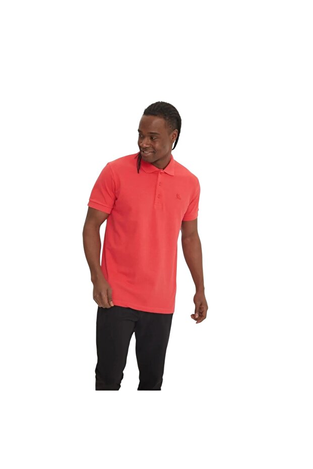 تيشيرت الأب الأساسي بولو باللون الأحمر للرجال - 3