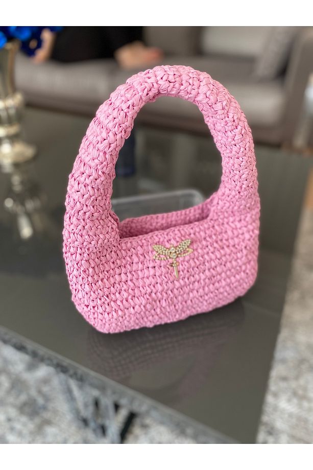 Lily Pembe örme kol / omuz çantası - 3