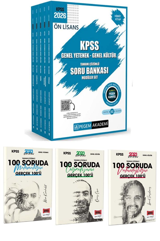 2026 KPSS Ön Lisans Genel Yetenek Kültür Çözümlü Modüler Soru Bankası Seti+Tüm Dersler 100 Soru Seti - 1