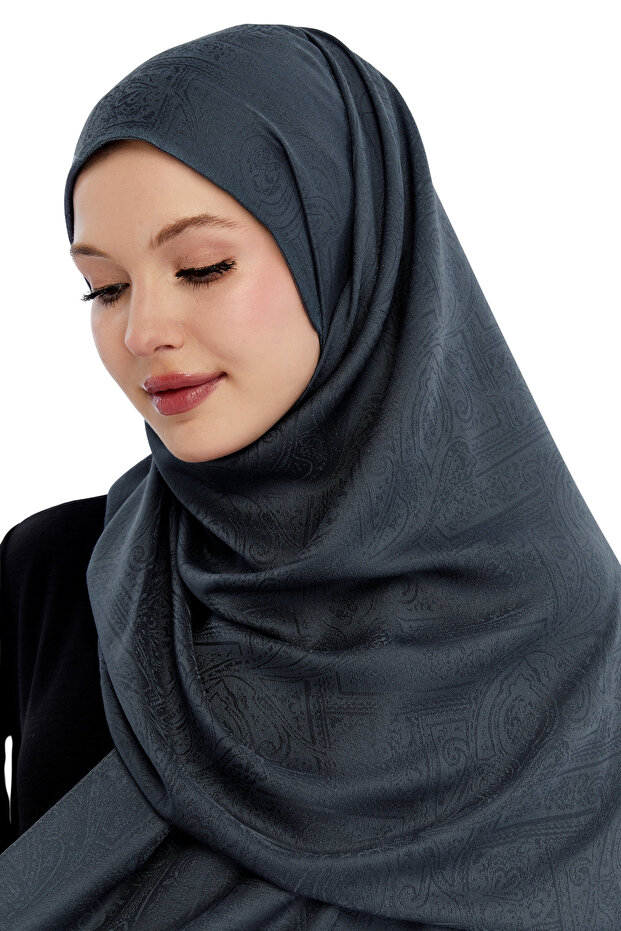 شال بنمط عرقي مونوجرام - أنثراسايت - 5