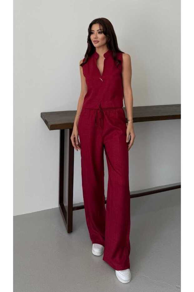 Purple Boutique Women's Bordo Vest Suit