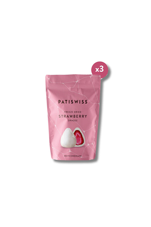Beyaz Çikolata Kaplı Çilek Draje Set, 80g X 3 Adet - 1