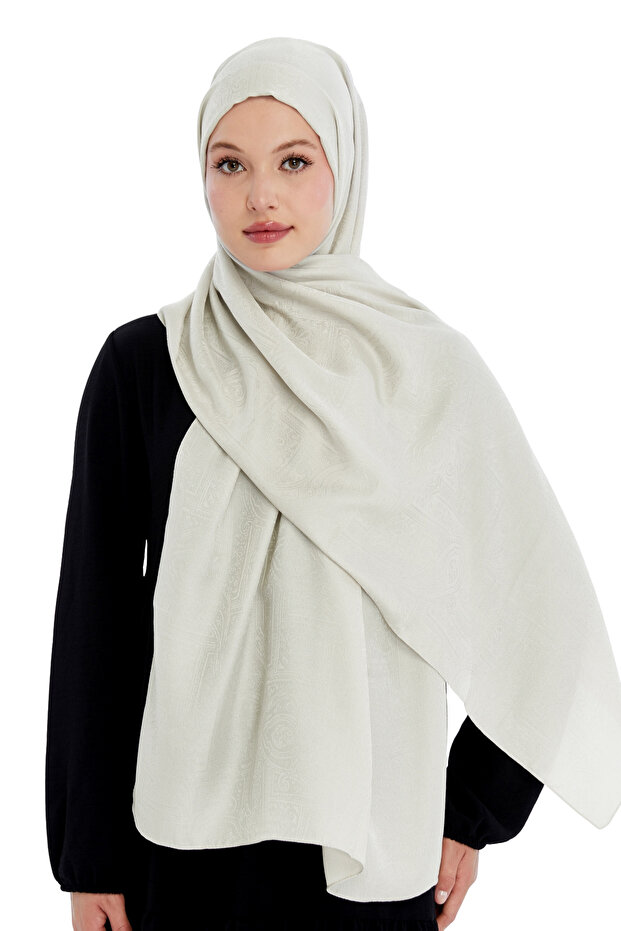 Monogram Ethnic Pattern Shawl - Cream - 5