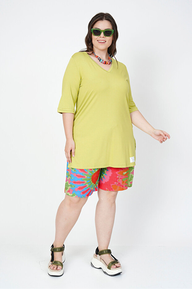 V-YAKA DÖKÜMLÜ BASIC TİŞÖRT - 8