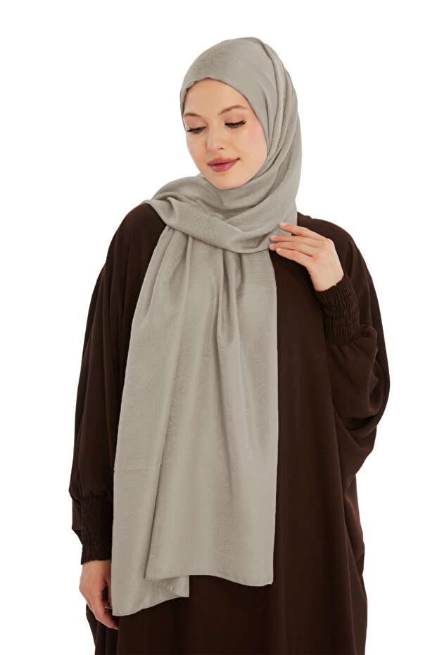 Monogram Etnik Desen Şal - Bej - 6