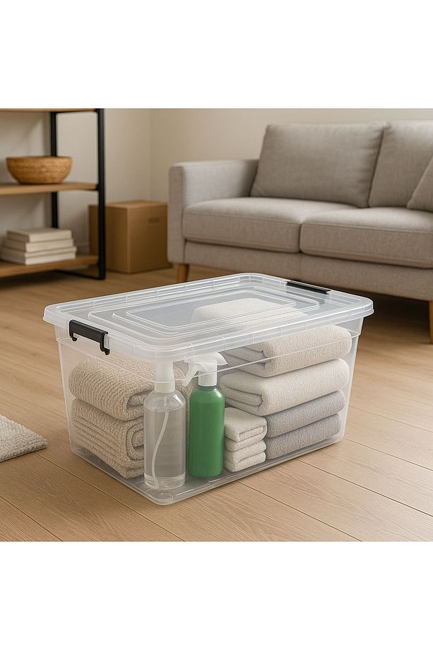 2 Adet 40 Lt Tekerlekli Saklama Kutusu Tekerlekli Saklama Kabı Büyük Boy Saklama Kutusu 41*60*23cm - 6