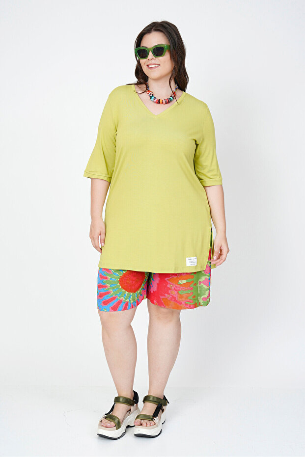 V-YAKA DÖKÜMLÜ BASIC TİŞÖRT - 5