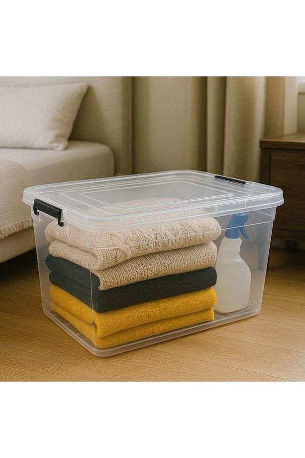 2 Adet 40 Lt Tekerlekli Saklama Kutusu Tekerlekli Saklama Kabı Büyük Boy Saklama Kutusu 41*60*23cm - 4