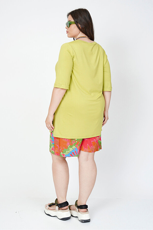 V-YAKA DÖKÜMLÜ BASIC TİŞÖRT - 9