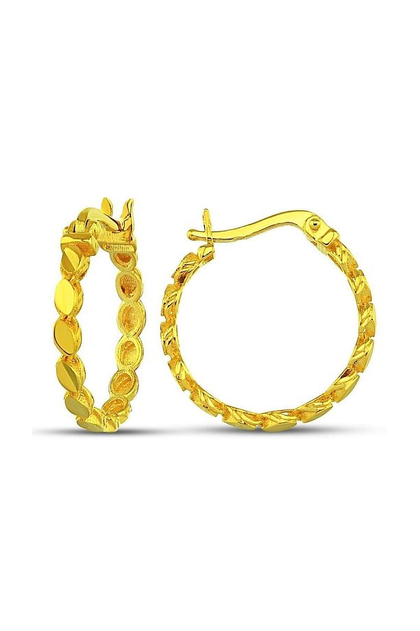 14 Ayar Altın Pullu Küpe Tek Sıra 1.8 Cm - 1