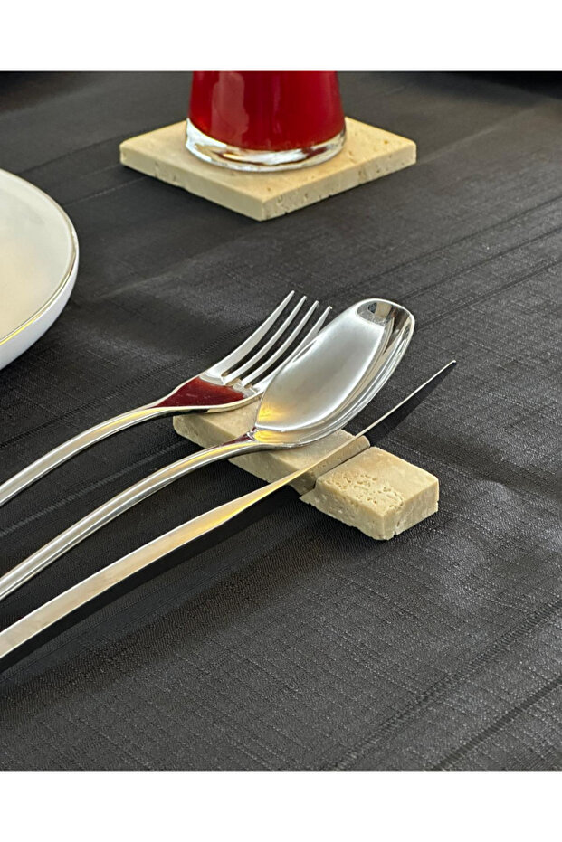 Set of 4 Travertine Cutlery Stand | Cutlery Organizer | Cutlery Placemat