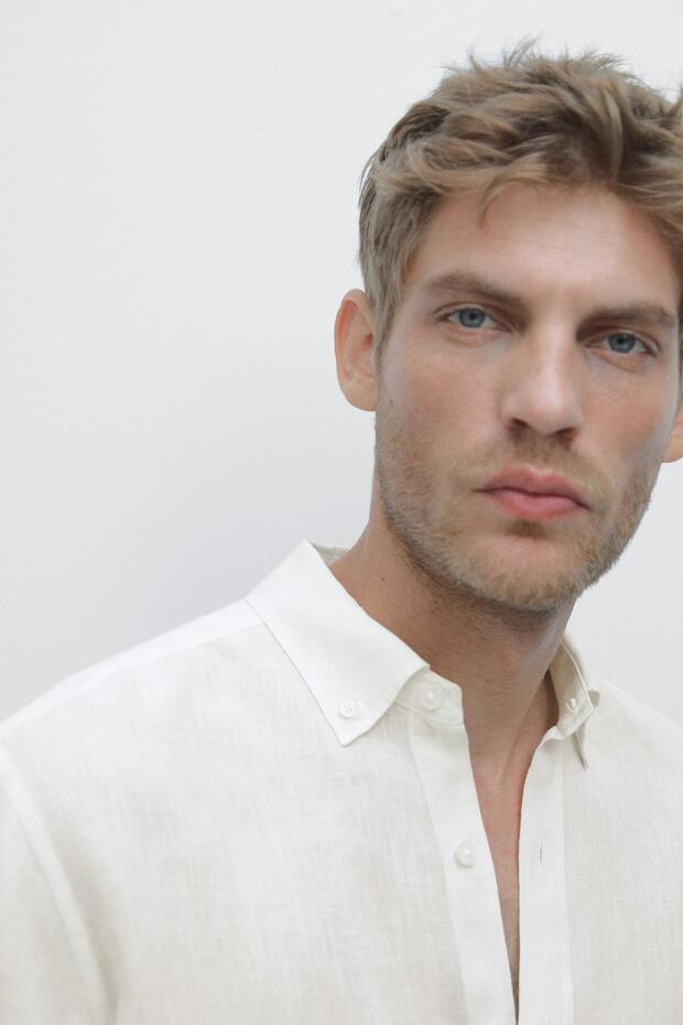 Regular fit 100% linen shirt - 4