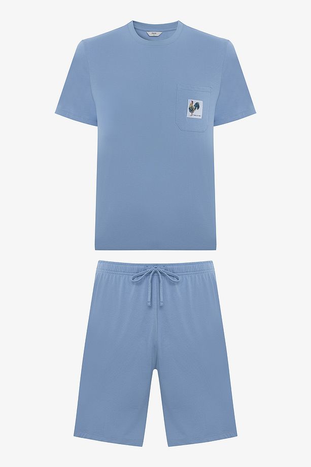 Blue Rooster Mavi Şortlu Pijama Takımı - 1