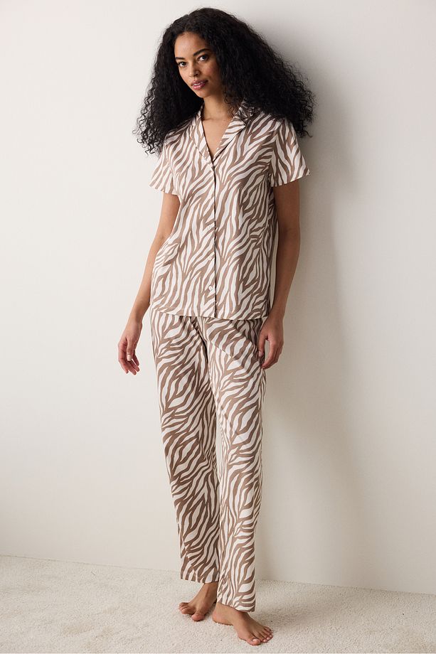 Zebra Gömlek Pantolon Çok Renkli Pijama Takımı - 1