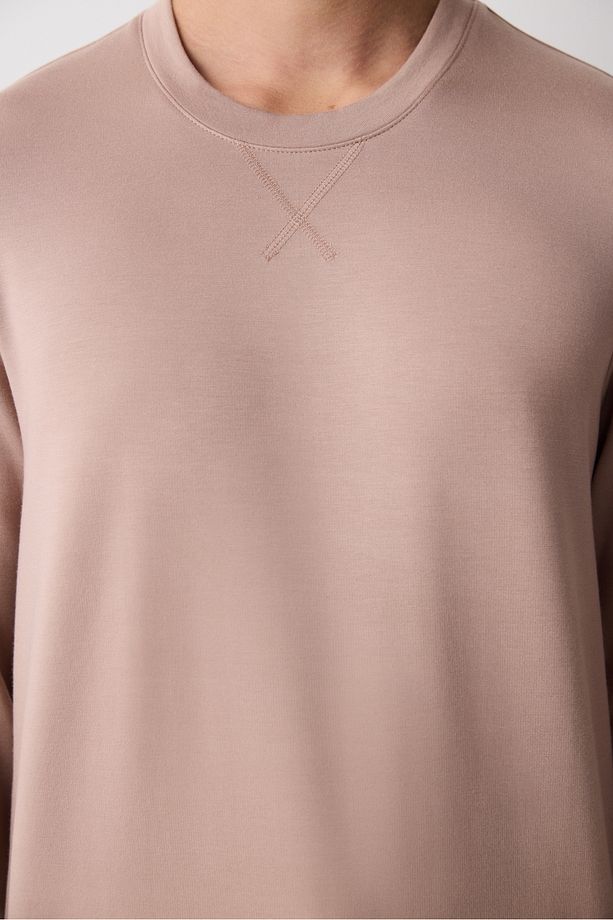 Basic Bej Jogger Pantolon Pijama Takımı - 5