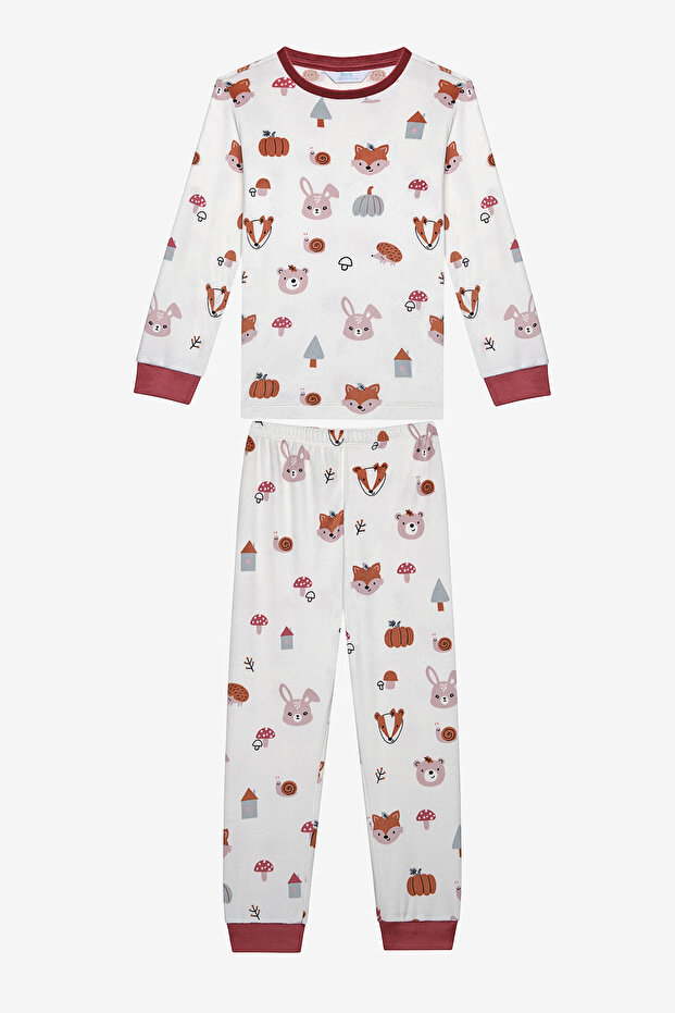 Girl's Animals Off-White Pajama Set