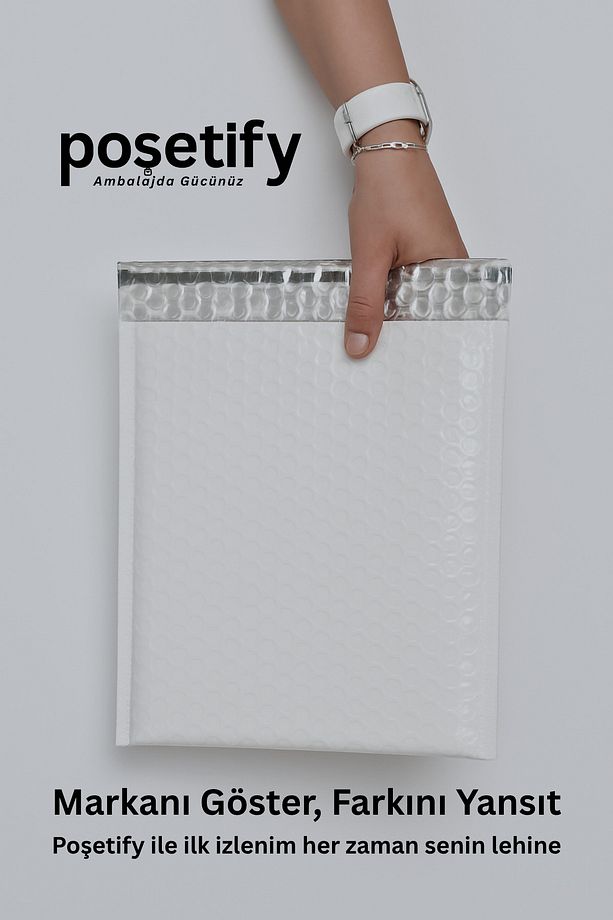Balonlu Beyaz Kargo Poşeti 10x15+5 cm | 140 gr Bantlı Patpatlı Kargo Poşeti | 5’li E-Ticaret Poşeti - 2