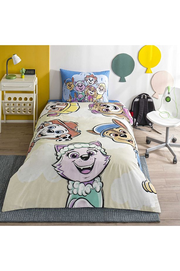 Taç Lisanslı Paw Patrol Cloud Tek Kişilik Pamuk Nevresim Takımı - 1