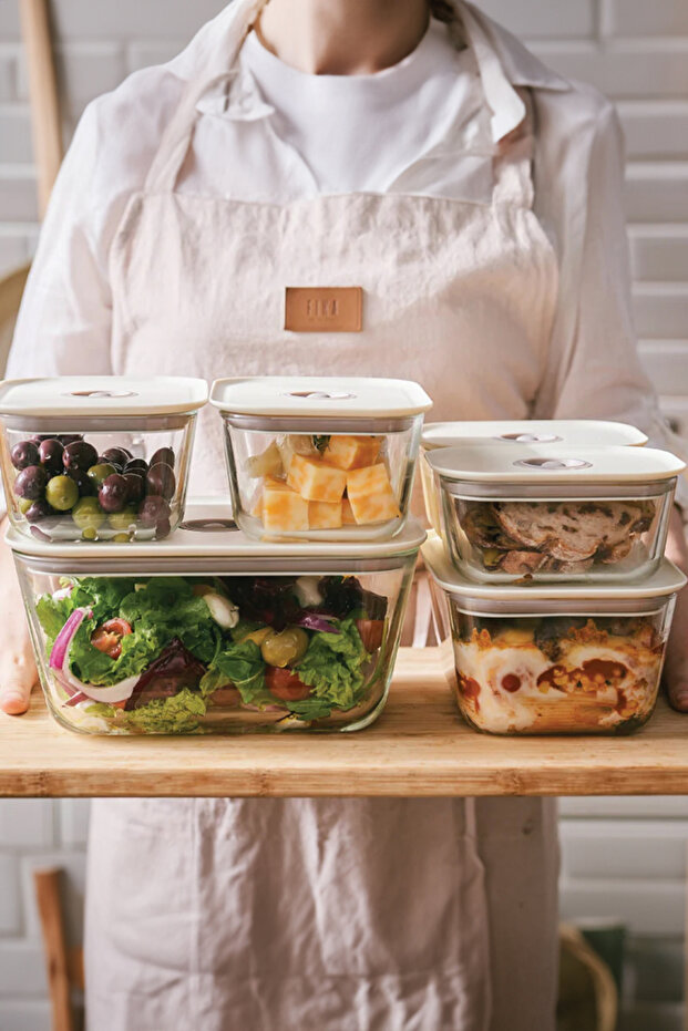 Fika Clık Rectangular Storage Container 800ml Beige - 7