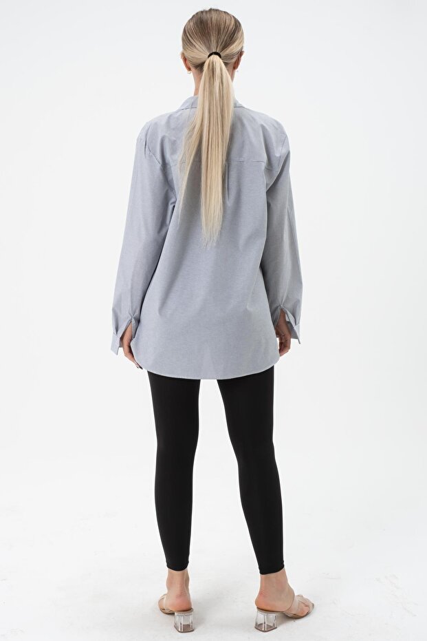 قميص نسائي منقوش بلون سادة - 7