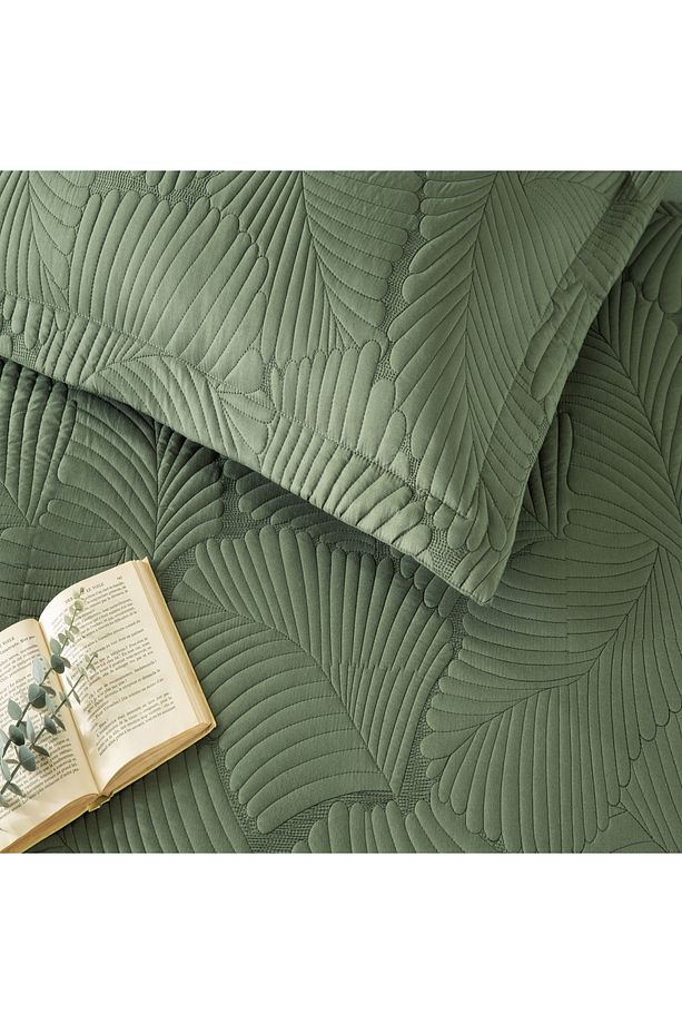 Leaf Yatak Örtüsü Koyu Yeşil Tek Kişilik - 2