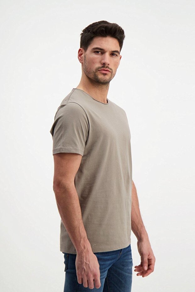 Καφέ ανδρικό μπλουζάκι Basic Washed - 2