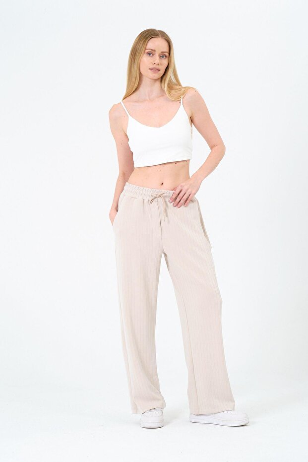 Women's High Waist Striped Palazzo Pantalon