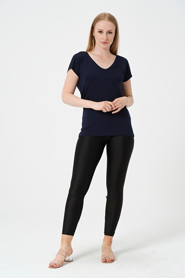 Women's Back V Neck T-shirt V Neck T-Shirt