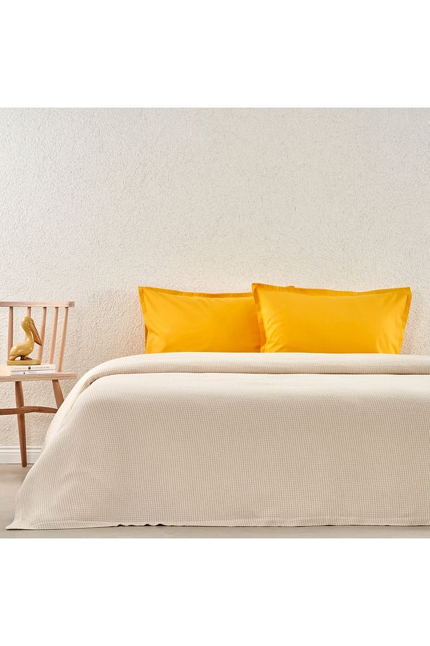 Plain Viskoz Çift Kişilik Çok Amaçlı Set Sarı - 1