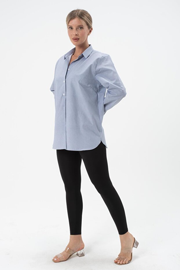 Women's Patterned Solid Colored Shirt - 5