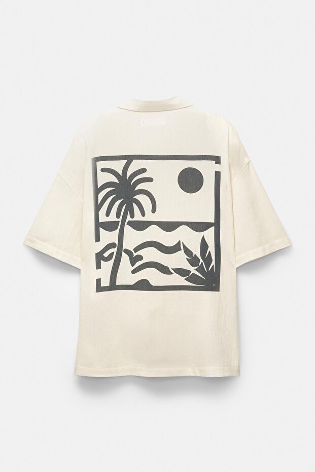 Kısa kollu yazılı gömlek - 8