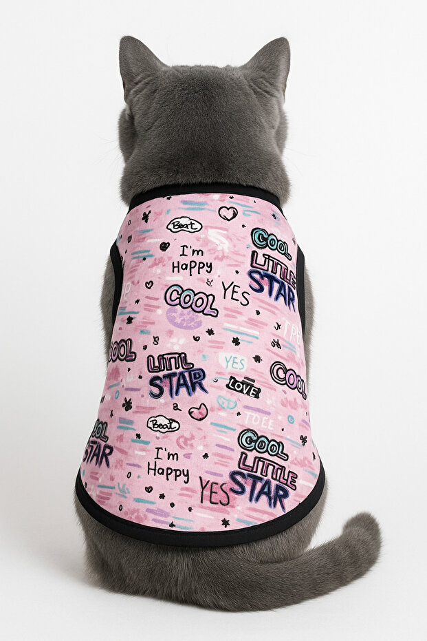 Organic Fabric Cat and Dog Outfit - Pink Starred [Size l]