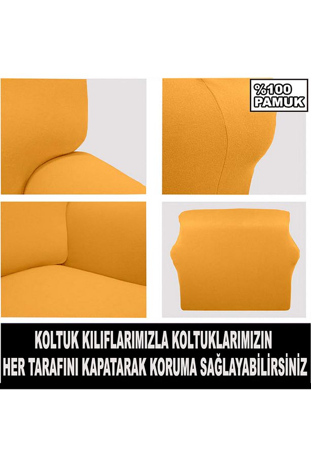 %100 Pamuklu Fransız Kumaş 1 Adet Tekli & Berjer Koltuk Kılıfı, Kumaşımız Yakma Terletme Yapmaz - 3