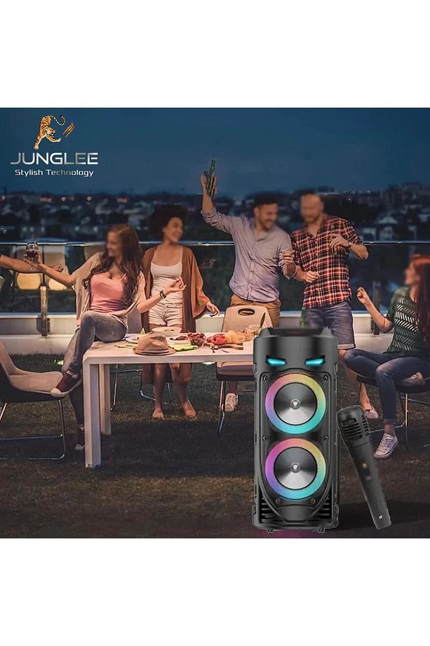 BLUETOOTH HOPARLÖR SD KART USB GİRİŞLİ MİKROFONLU LED IŞIKLI ŞARJLI KABLOSUZ SPEAKER - 6