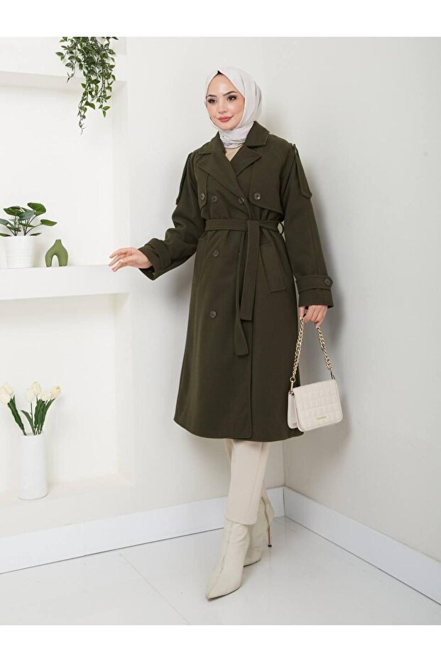 معطف زجاجي مزين بأزرار - 2