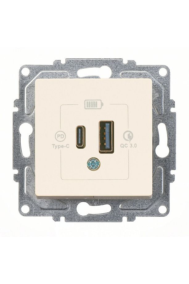 Eqona Krem 2 Çıkışlı Usb Şarj Prizi 20w Type A Type C Mekanizma - 1
