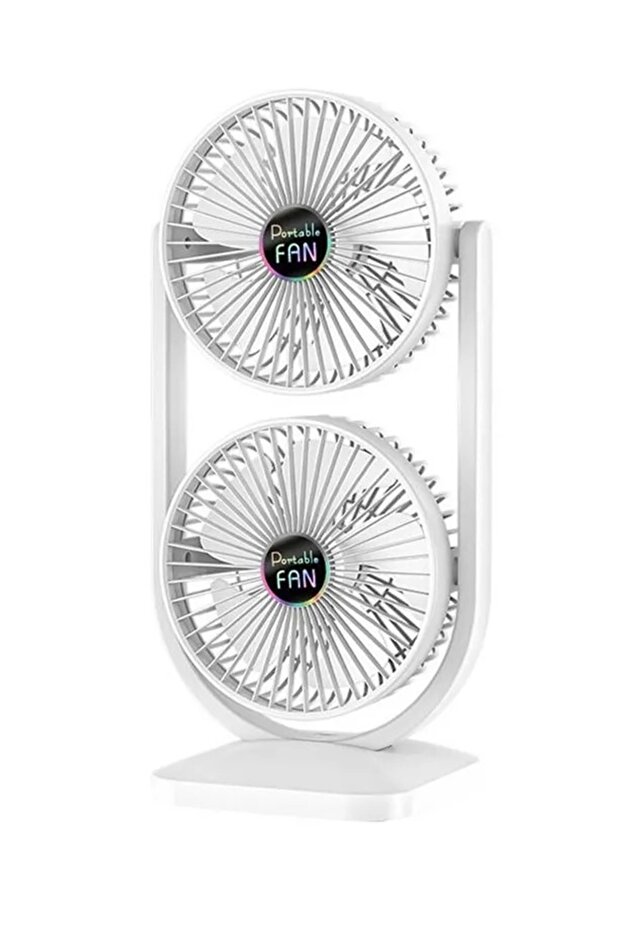 Mini Fan | Taşınabilir Çift Başlıklı Sessiz Vantilatör | Type-C Girişli, 3 Kademel - 1