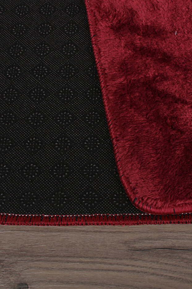 Lunasoft Red Modern Design Non-Slip Base Soft Machine Washable Bath Mat Set of 2 - 5