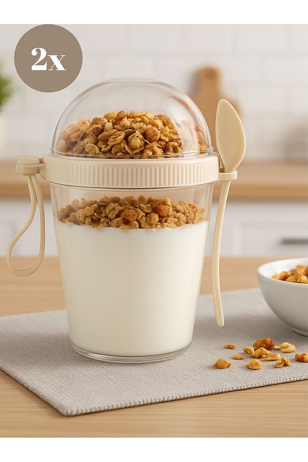 GoMIX Duo 2'li 600ml Müsli Kabı, Yoğurt Kabı, Salata ve Atıştırmalık Kutusu - 2