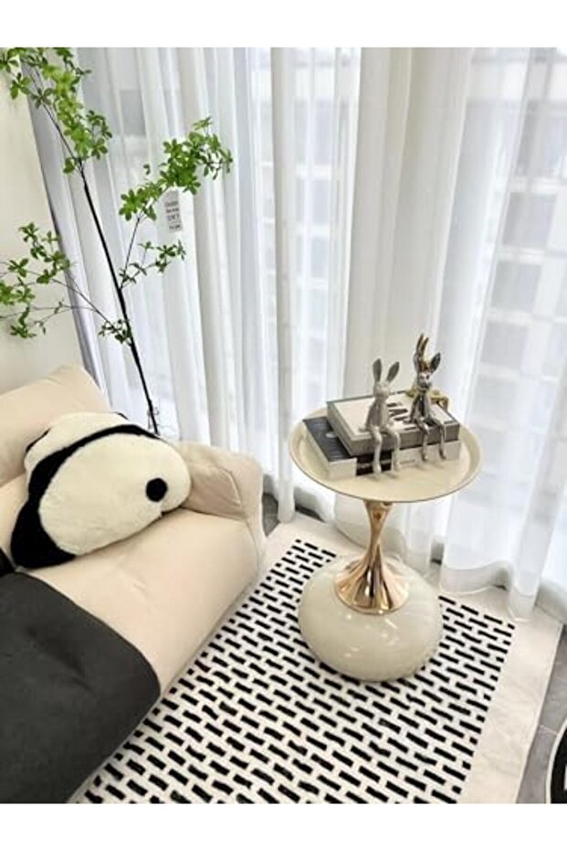 White Nordic Style Light Luxury Simple Round Table, Side Table, Metal Unique End Table - 6