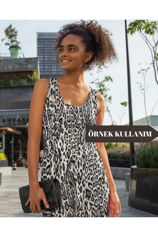 Leopar Desenli Viskon Kumaş – Akışkan ve Nefes Alabilir – Elbiselik / Bluzluk - 3