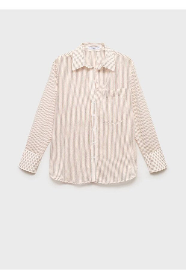 Çizgili yarı transparan gömlek - 3