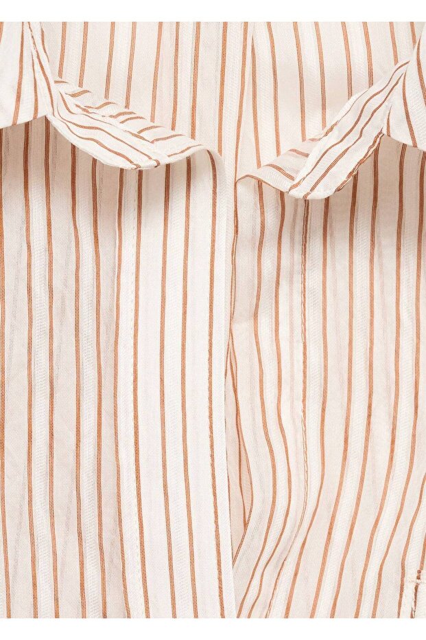 Çizgili yarı transparan gömlek - 8