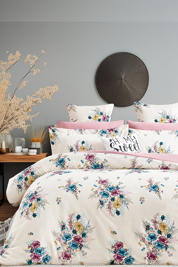 Double Sided Double Duvet Cover Set with Elastic Sheet - 4