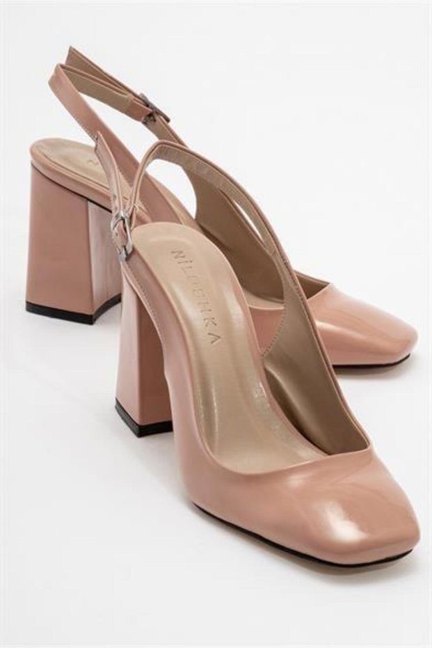 Women's Psc Gv Salmon Patent Leather Heeled Shoes