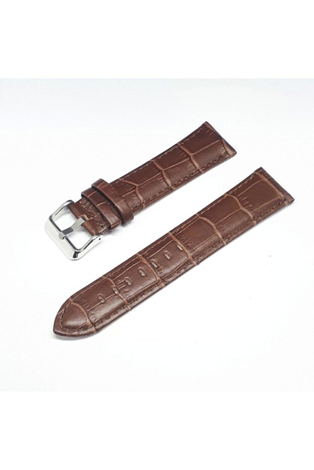 24mm Brown Croco Curved Leather Watch Strap 24X22