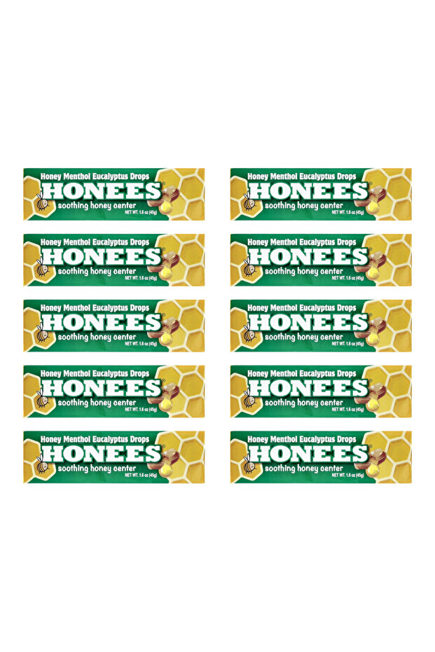 Honey Menthol Eucalyptus Candy Bars – 10 x 45g Soothing Drops for Cough & Sore Throat Relief