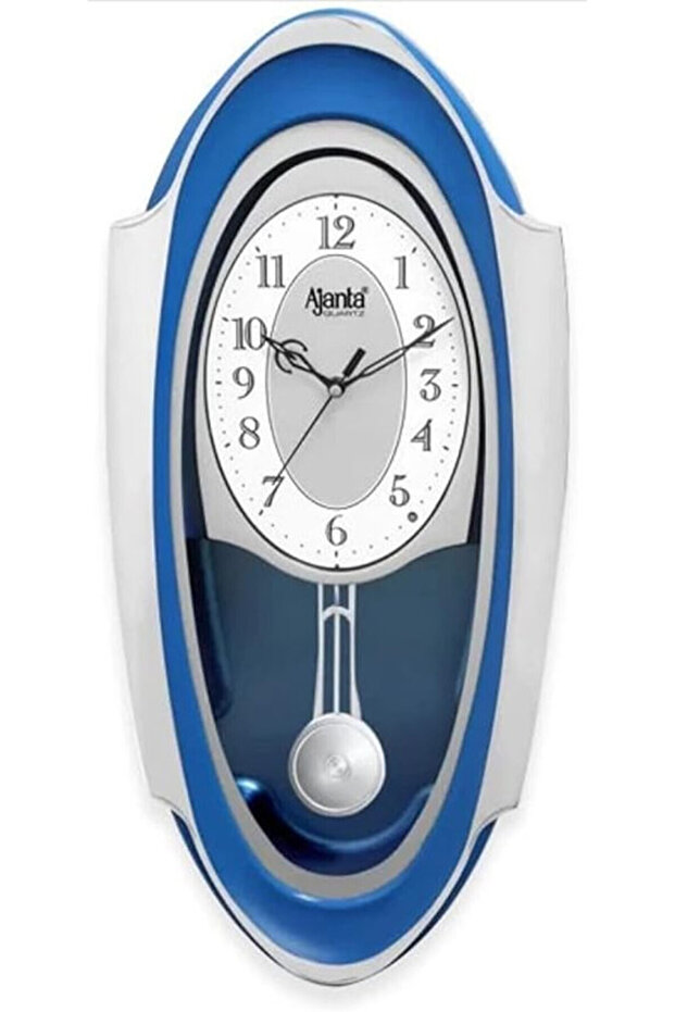 Musical Pendulum Wall Clock – Blue – Quartz – Hourly Melody – Night Sensor – Elegant