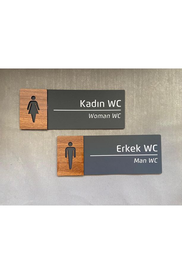 Ceviz Serisi Bay-Bayan WC Kapı İsimliği - 5