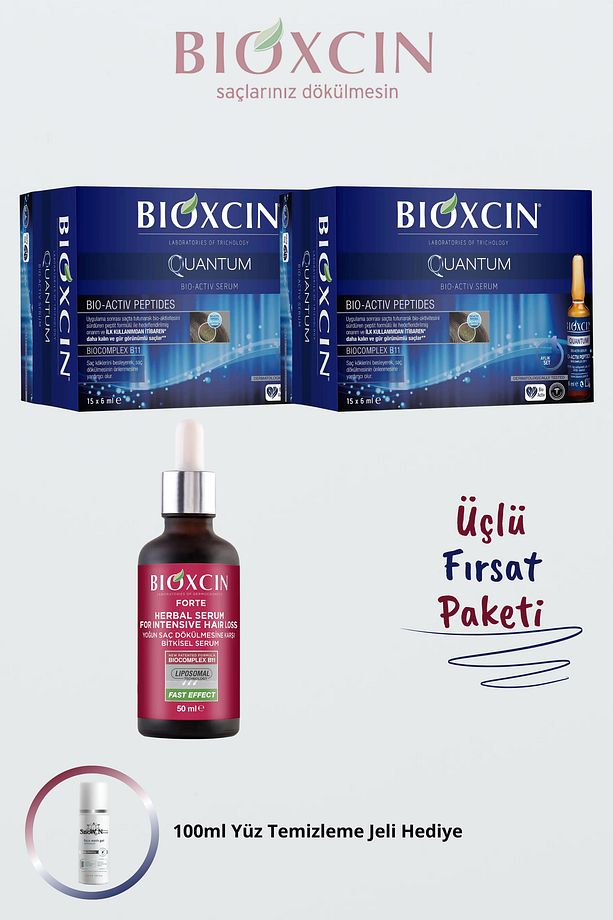 Quantum Serum 15x6ml 2 ADET + Forte Serum 50ml İkili Avantaj Paketi + 100 Yüz Temizleme Jeli - 1